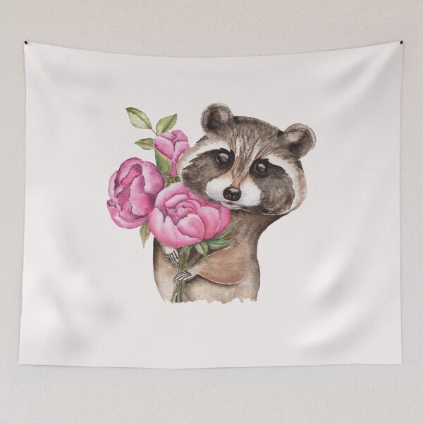 Item preview, Raccoon With Flowers designed and sold by ORTHODX.