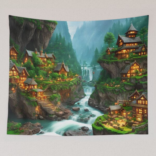 Item preview, The Elf Village on the Edge of the River Cliffs: A Fantasy Adventure designed and sold by D3monic.