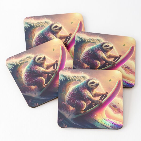 Item preview, Smiling Sloth on a Surfboard designed and sold by OffbeatCurious.