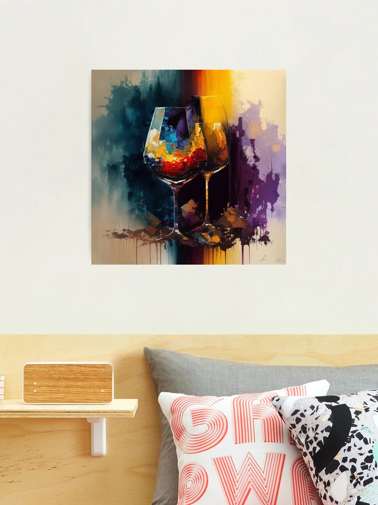 Wine Glasses Wall Art Modern Aesthetics Still Life Canvas Print in Dark  Color for Kitchen - Clearhalo