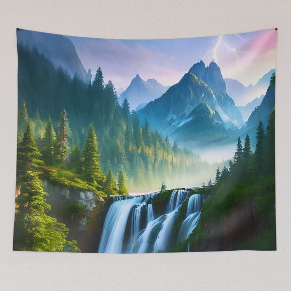 Item preview, The Ultimate Nightscape: Mountains, Waterfall and the Glowing Stars Above designed and sold by D3monic.