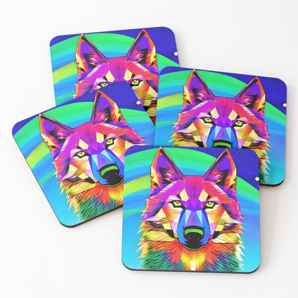 Item preview, Dreamy Wolf in Rainbow Hues designed and sold by ElLocoMus.