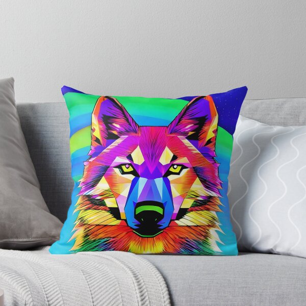 Item preview, Dreamy Wolf in Rainbow Hues designed and sold by ElLocoMus.