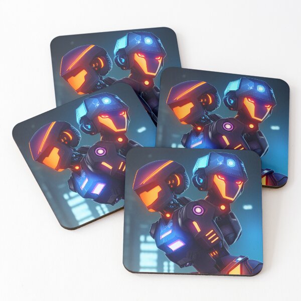 Item preview, Twins Cyborg Robots Neon Lights Advanced Machine Technology - Cyberpunk Collection designed and sold by SpektroDesign.