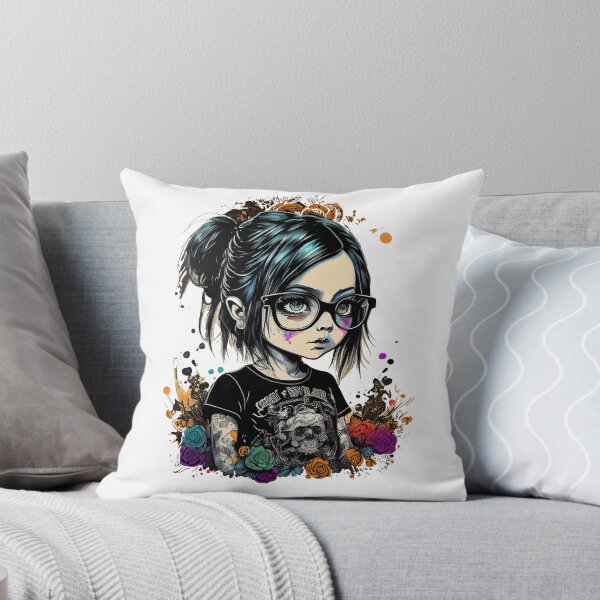 Item preview, Cartoon little girl with goth style glasses at school designed and sold by MLArtifex.