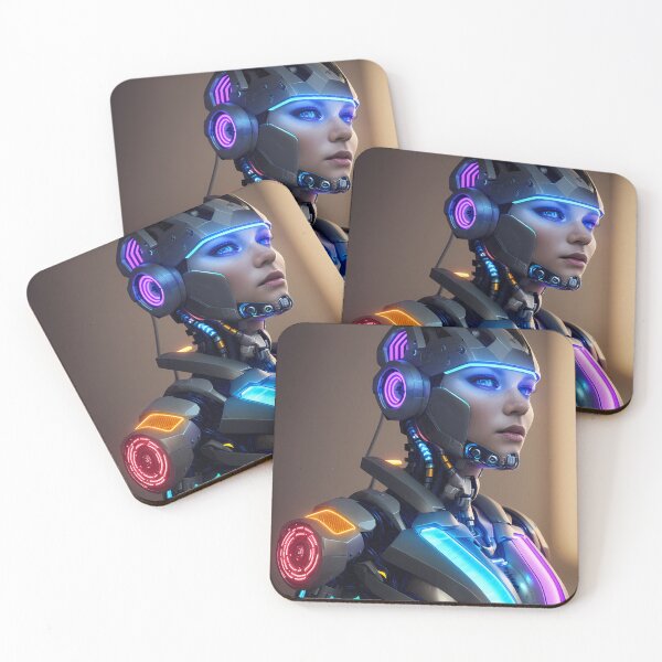 Item preview, Beautiful Cyborg Girl Neon Lights Advanced Tech - Cyberpunk Collection designed and sold by SpektroDesign.