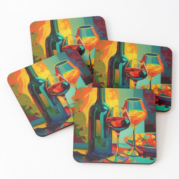 Item preview, Fauvism Art Wine Bottle and Glasses  designed and sold by SOMM DIGI ART .