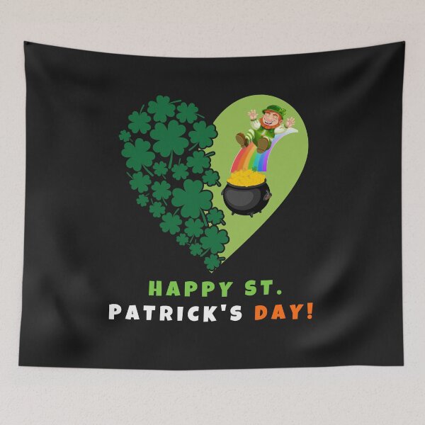 Artikelvorschau, St. Patricks Day Clover Heart Leprechaun Rainbow Golden Coins Pot Happy St. Patrick's Day entworfen und verkauft von FreeMind-Design.