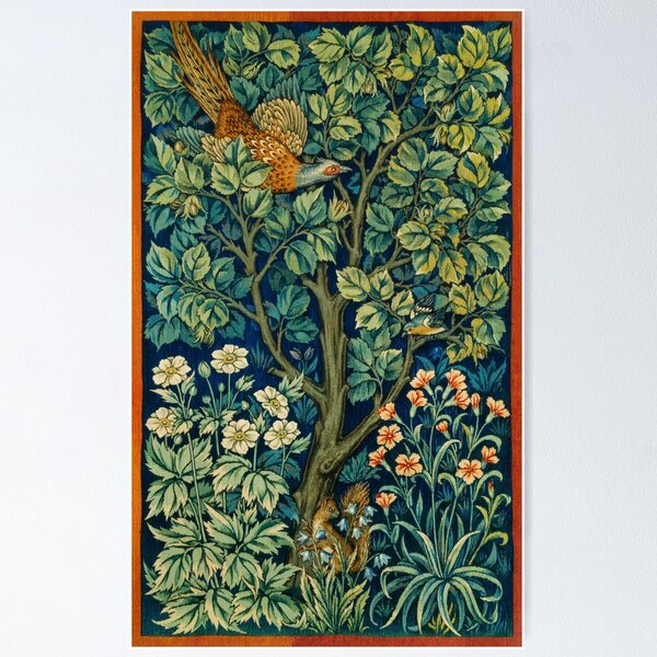 Item preview, William Morris Pheasant Woodland Scene Vintage Textile designed and sold by Pretty  Pixel.