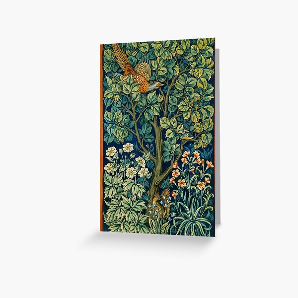 Aperçu de l'œuvre William Morris Faisan Scène Boisée Vintage Textile créée et vendue par Pretty  Pixel.