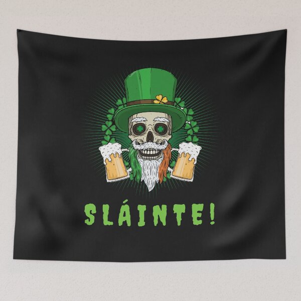 Artikelvorschau, St. Patricks Day Sláinte Skull Beers Irish Beard Happy St. Patrick's Day entworfen und verkauft von FreeMind-Design.