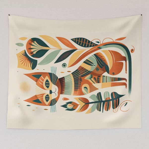 Item preview, Boho Cat 66 Abstract Art Print Painting Wall Decor designed and sold by winterkitty88.