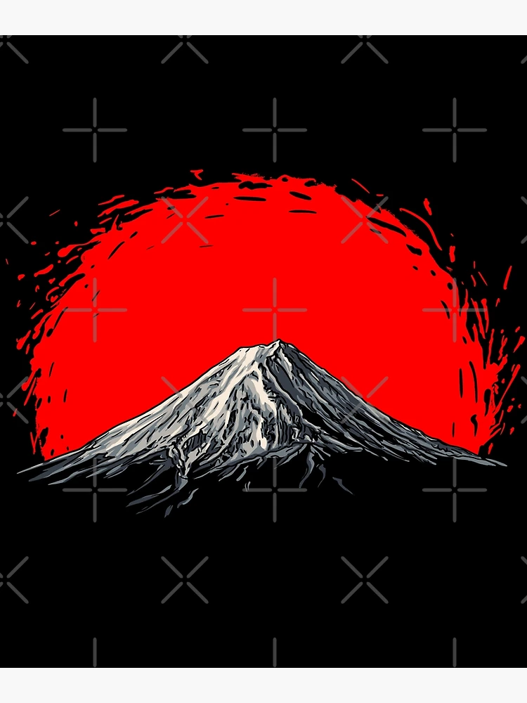 Beautiful Mount Fuji peak with vintage red Japanese sun Beautiful Mount Fuji peak with vintage red Japanese sun