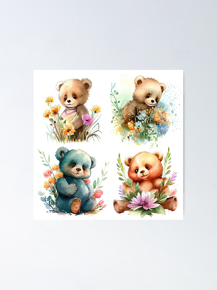 Vintage Chic Teddy Bear with Balloon Greenery Gold Wrapping Paper