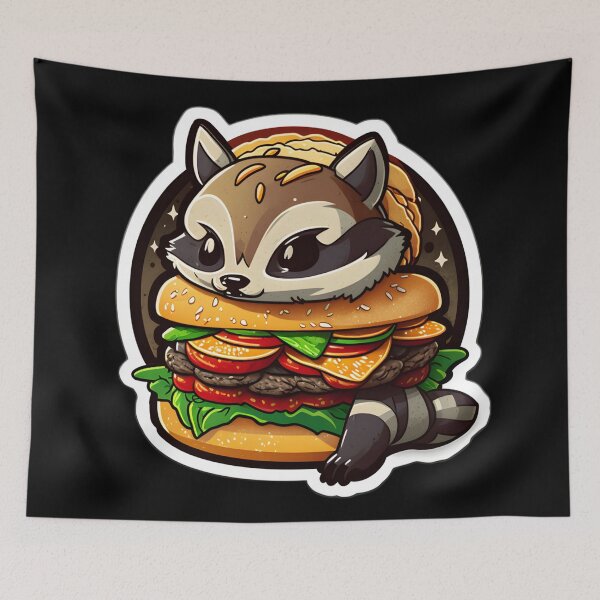 Item preview, Cute kawaii Racoon burger designed and sold by SidTastic .