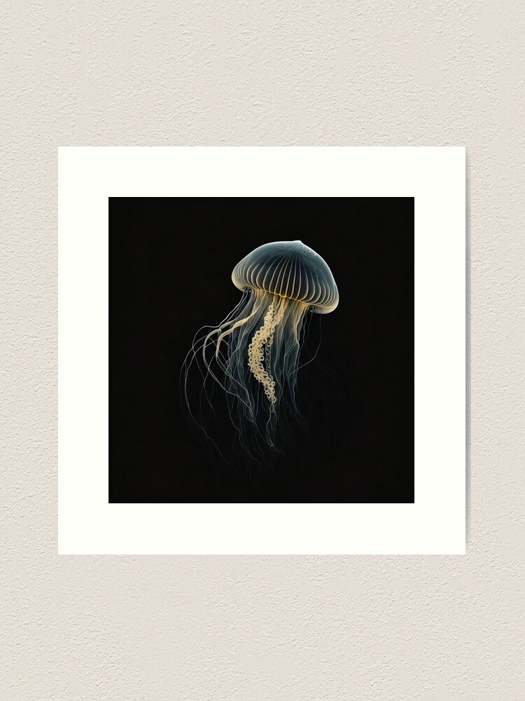 Jellyfish Art Print, White Charcoal Drawing, Ocean Art, Sea Creature,  Jellyfish Art Prints & Posters, Decorative Wall Art for Your Home 