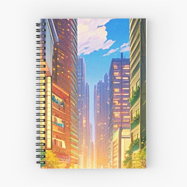 Item preview, a street with tall buildings anime scenery designed and sold by hedoniism-shop.