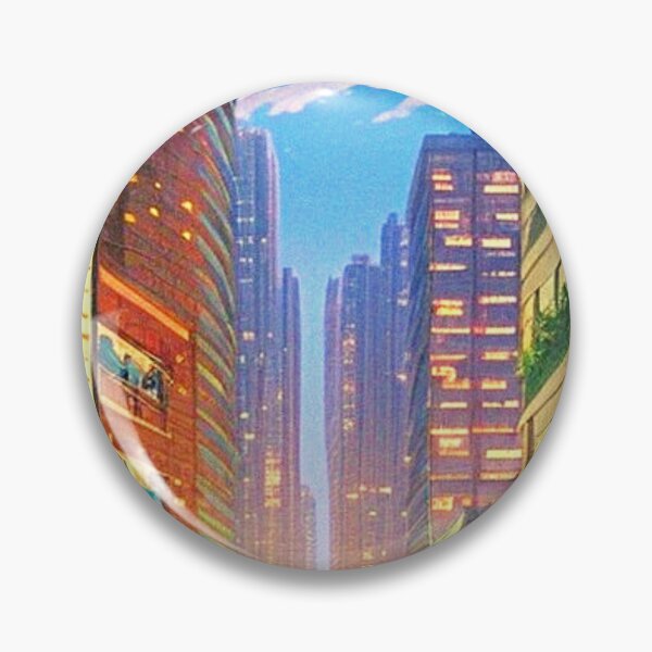 Item preview, a street with tall buildings anime scenery designed and sold by hedoniism-shop.