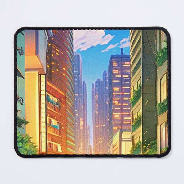 Item preview, a street with tall buildings anime scenery designed and sold by hedoniism-shop.