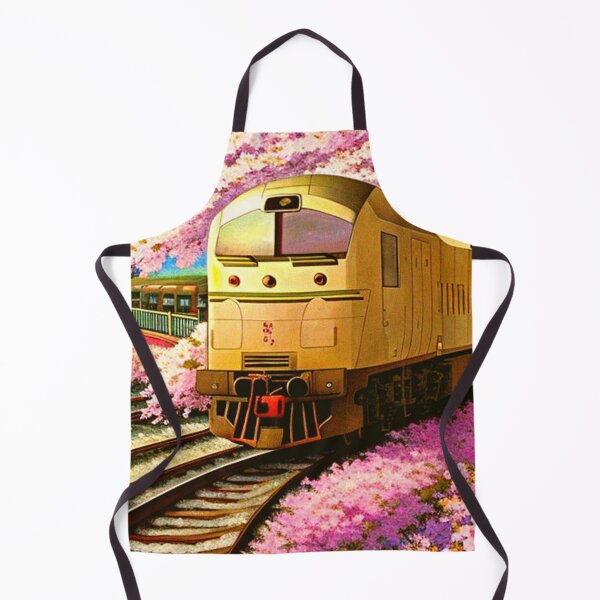 Item preview, train parked next to pink cherry trees anime scenery designed and sold by hedoniism-shop.