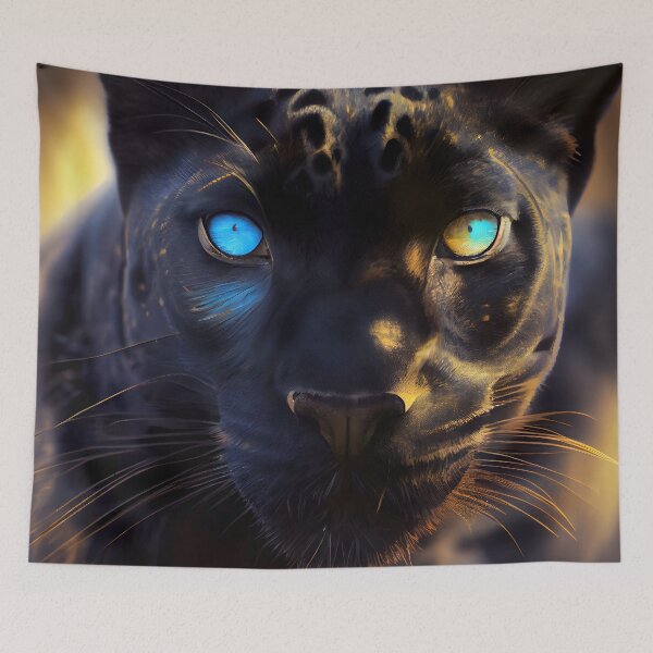 Item preview, Mesmerizing Majesty: The Blue-Eyes Black Panther Photographic Art designed and sold by PosterManiaRo.