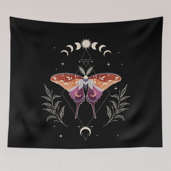 Item preview, Lesbian Luna Moth Celestial Cottagecore LGBT Pride Flag designed and sold by Clara Hollins.
