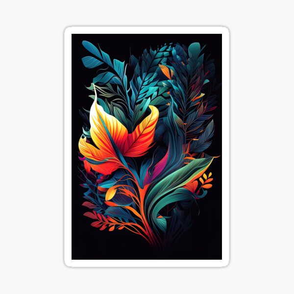 Item preview, Vibrant colorful surreal plant painting designed and sold by RK - Shop.