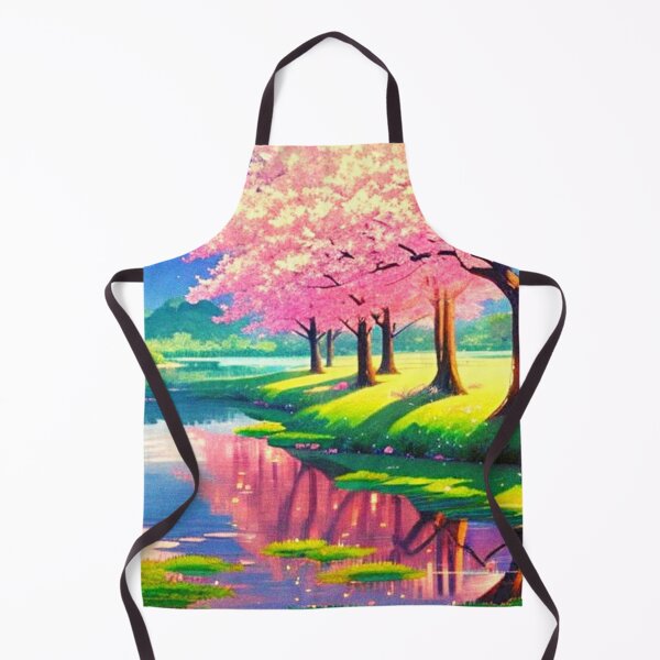 Item preview, pink cherry trees by the pond anime scenery designed and sold by hedoniism-shop.