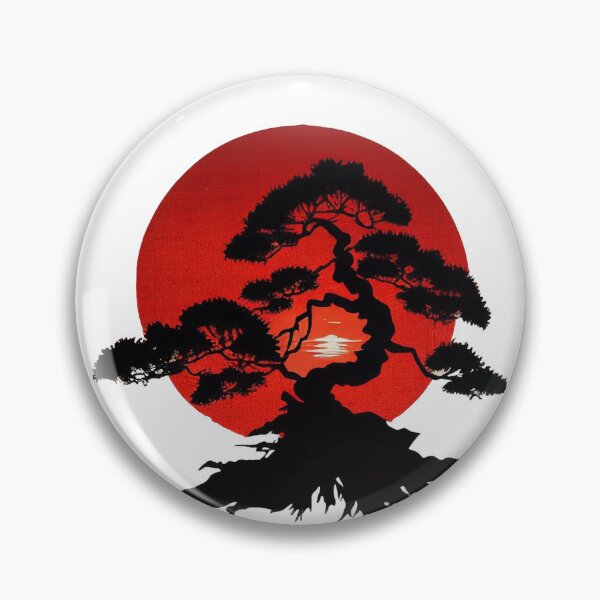 Item preview, Serenity in Red, Japanese Bonsai on a Rising Sun Background designed and sold by ThreadofHonor.
