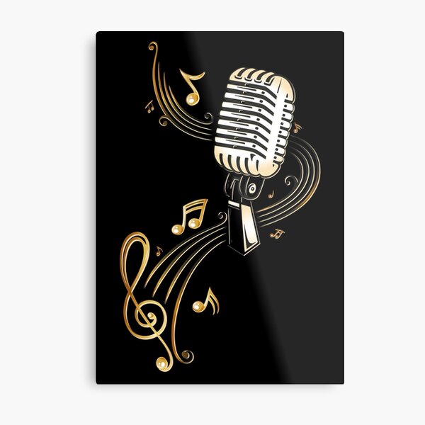 pictures of microphones and music notes