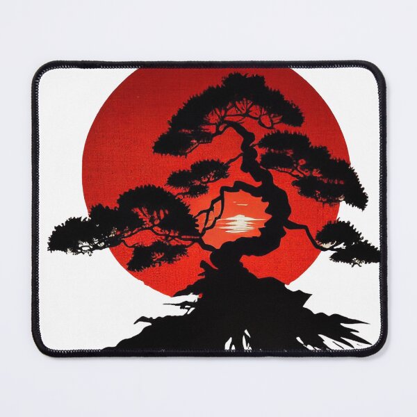 Item preview, Serenity in Red, Japanese Bonsai on a Rising Sun Background designed and sold by ThreadofHonor.