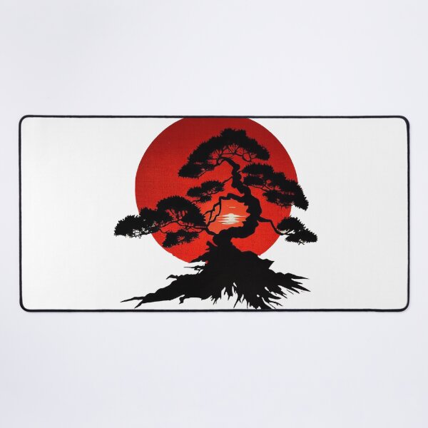 Item preview, Serenity in Red, Japanese Bonsai on a Rising Sun Background designed and sold by ThreadofHonor.