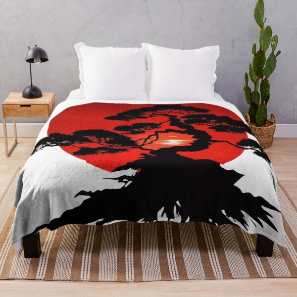 Item preview, Serenity in Red, Japanese Bonsai on a Rising Sun Background designed and sold by ThreadofHonor.