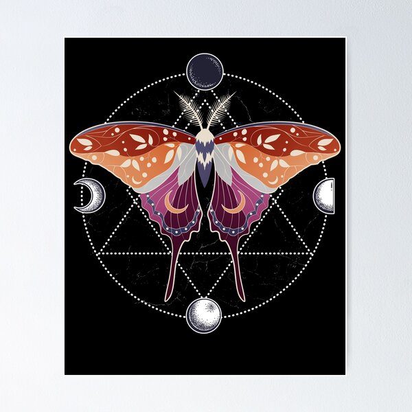 Item preview, Lesbian Luna Moth Celestial Cottagecore LGBT Pride Flag designed and sold by Clara Hollins.