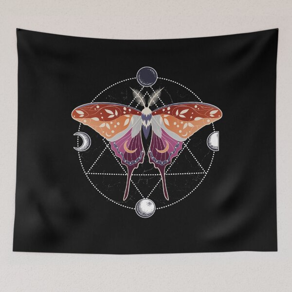 Item preview, Lesbian Luna Moth Celestial Cottagecore LGBT Pride Flag designed and sold by Clara Hollins.