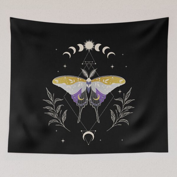 Item preview, Nonbinary Luna Moth Celestial Cottagecore LGBT Pride Flag designed and sold by Clara Hollins.
