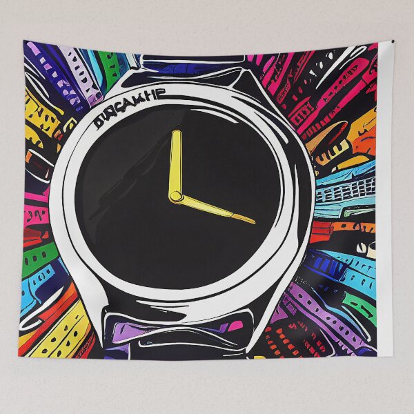 Item preview, Colored watch with gold hands, square format designed and sold by Flairh-Art.