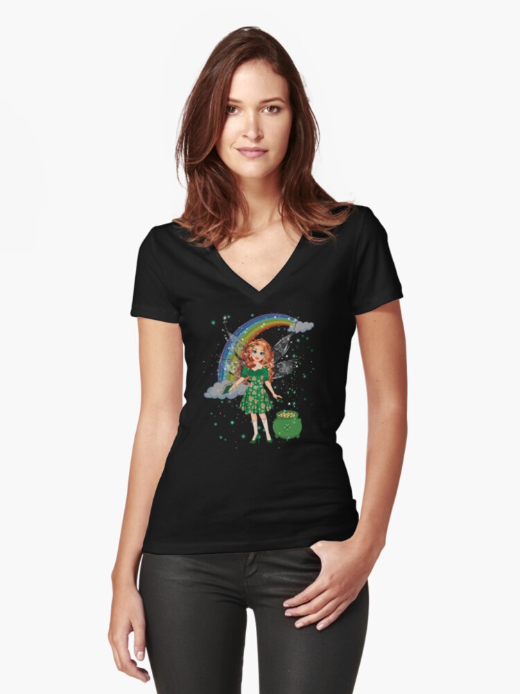 Thumbnail 1 of 3, Fitted V-Neck T-Shirt, Felicia's Over The Rainbow Collection designed and sold by TeelieTurner.