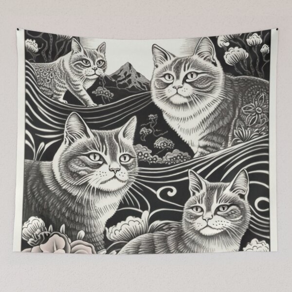 Item preview, American Bobtail Cat Family on Mountain designed and sold by Vaporboy1994.