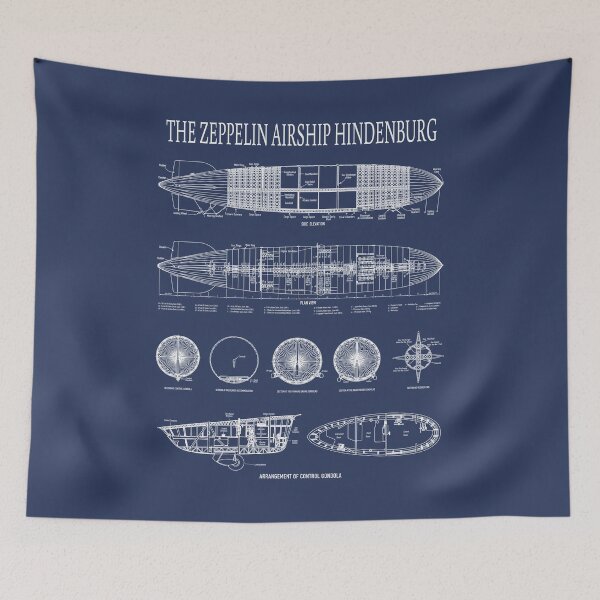 Item preview, Hindenburg German Zeppelin Airship Detailed Blueprint Diagrams Gift designed and sold by Maljonic.