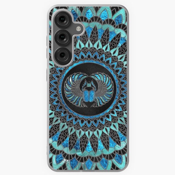 Item preview, Egyptian Scarab Beetle - Gold and Blue glass designed and sold by k9printart.