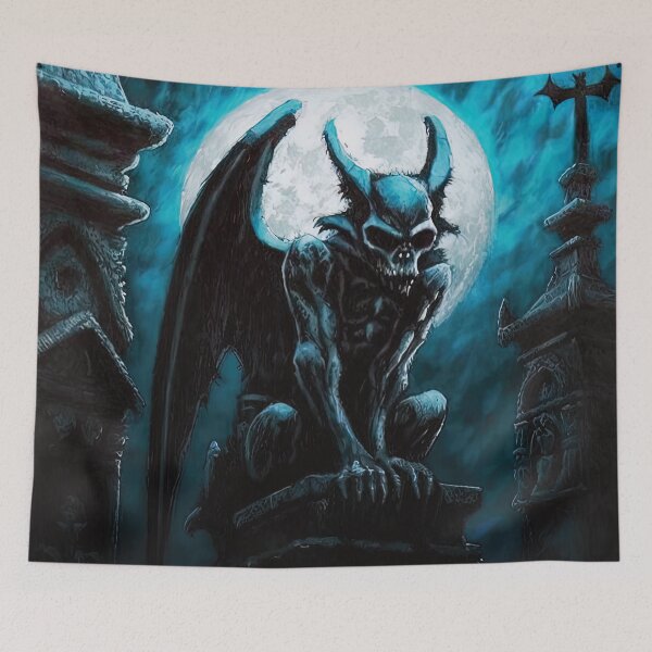 Item preview, Blue Gargoyle in Cemetery designed and sold by Critical Meltdown.