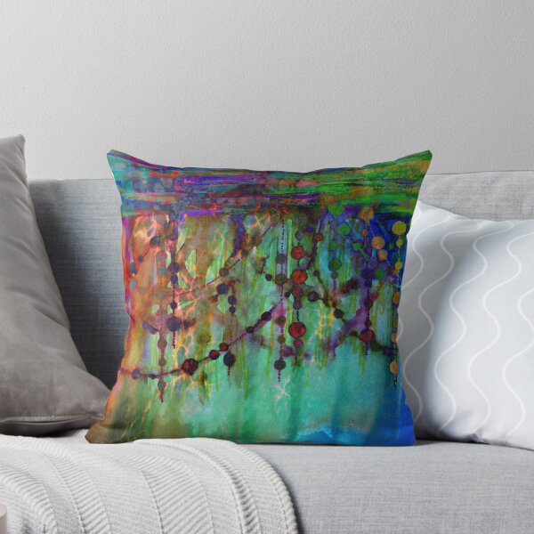 Item preview, PRISMACOLOR PEARLS 1 Colorful Rainbow Watercolor Abstract Painting Blue Green Teal Red Ocean Waves Fine Art designed and sold by EbiEmporium.