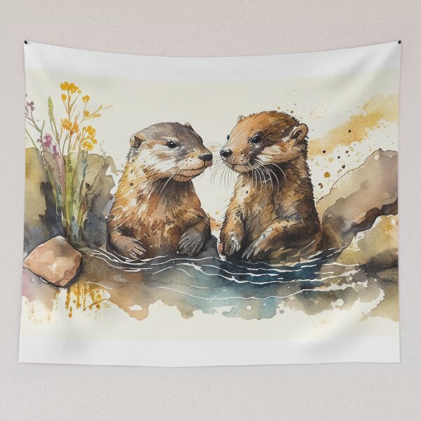 Item preview, Otterly Adorable: Playful Otter Watercolor Art designed and sold by ThreadofHonor.