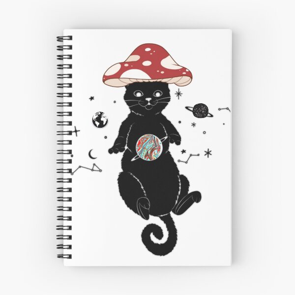 Item preview, cat fly with a Mushroom Hat  in space designed and sold by Hight-low-view.