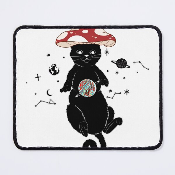Item preview, cat fly with a Mushroom Hat in space designed and sold by Hight-low-view.