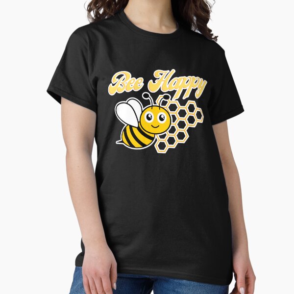 Vista previa del artículo con la obra «Abeja feliz miel abeja linda divertida camiseta», diseñado y vendido por HatzicTshirts.