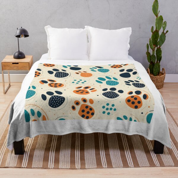 Item preview, Artistic Blue Orange Paw Print Dog Food Water Bowl Design designed and sold by Kplayzz2009.
