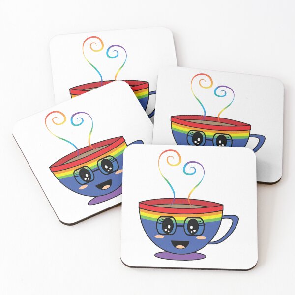 Item preview, Equalitea Rainbow Flag Pride- blue w/ lashes and tall glasses designed and sold by qteapiecastle.