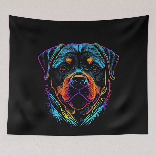 Aperçu de l'œuvre Rottweiler Dog Colorful Paint Splash créée et vendue par rafaeltto.